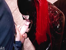 After Scene Blowjob: Latex Rubberdoll Sucks The Camera Mans Big White Dick & Swallows His Cum