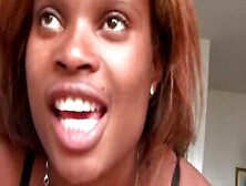 Sexy Redhead Ebony Chick Tongues & Cums Over Pole