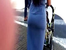 Big Sexy Ass Walking And Shaking In A Blue Dress