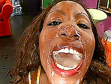 Black Girl Enjoying Several White Guys' Sticky Ball Batter