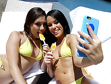 Smoking Hot Bikini Lesbians Jenna Sativa And Megan Rain Taking Selfies