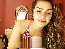 Sexy Teen In Pink Bra Does A Striptease Dance On Webcam