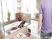 Black Babe,  Osa Lovely Is Gently Rubbing Her Pussy In The Bath Tub,  Before Getting Fucked