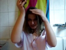Chubby Romy Smears Hair With Shit And Piss