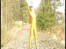 Katherina In Yellow Spandex In Nature