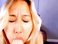 Sexy Solo Blonde Extremely Sucking Her Dildo