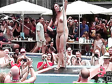 Pool Party Chicks Strip As They Dance For The Crowd
