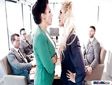 Big Tits Milf Businesswomen Kissing And Licking In Boardroom