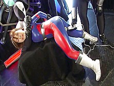 Thick Superheroine Bound Face Down And Vibed