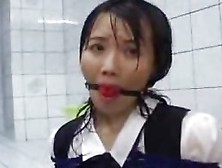 Nasty Asian Schoolgirl Gagged Cum Bukkake