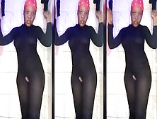 African Catsuit Leaking Vibrator Orgasm