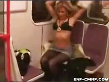 Blonde Chick Strips Naked On A Train For A Dare