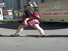 A Hot Up Skirt Of A Girls Ass In Red G String
