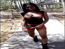 Ebony Public Nudity Sexy Young Teen Girl Walking Flash Pussy