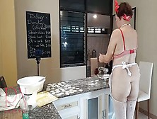 Nudist Housekeeper Regina Noir Cooking At The Kitchen.  Naked Maid Makes Dumplings.  Naked Cooks Bra