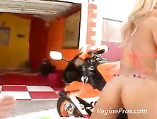 Blonde Chick Gets A Toy In Her Ass And Sucks On A Big Cock
