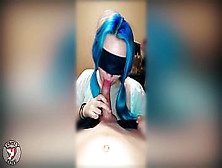 Teeny With Blue Hair Blow Monstrous Rod