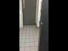 Extremely Risky Masturbating W/ Cumshot In Women's Restroom