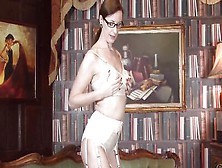 Classy Lady Is About To Take Off Her Retro Outfit And Masturbate