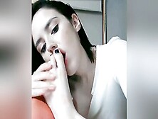 Dark Haired - Teen Kisses And Licks Her Hot Feet And Toes Up Close