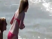 Big Boobs Teen In Red Bikini At Beach