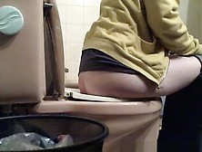 Girl Lifts Toilet Seat And Seats To Take A Pee