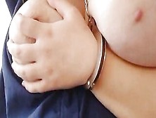 Handcuffed Milf Touches Her Gigantic Boobs