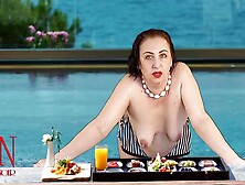 Regina Noir.  Provoking Tits In The Pool.  Nudist Hotel.  Outdoor Nudism.  1