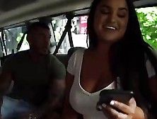 Tattooed Guy Is About To Fuck A Slutty Cuban Babe,  Christina In The Back Of His Car