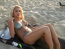 For Rubicon72 - Vanessa,  On The Beach,  In The Tiniest Bikini,  Smoking