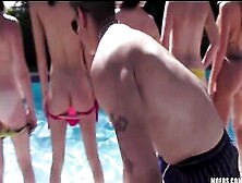 Three Slutty Girlfriends Start A Long Outdoors Pool Party Sex Party