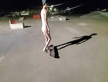 Girl Skateboarding Completely Naked