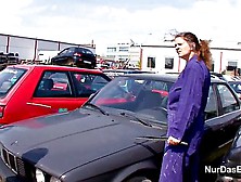 Silly Milf Old Will Outdoor On The Junkyard Fucked