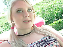Naughty Blonde With Pigtails Is Happy To Play With A Dick