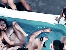 Ten Of The Hottest & Horniest Pornstars Show Up For The Biggest Orgy By The Pool