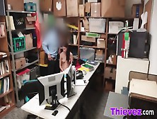 Thief Naiomi Gets Mouth Filled With Cock In Office