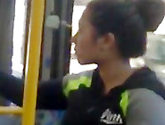 Candid Voyeur Of Woman Yawning & Stretching On Bus