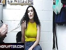 Shoplyfter - Curly 18 Yo Sexy With Good Hooters Pleases The Security Guard To Avoid Troubles