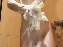 Bimbos Taking Shower And Slides Her Finger In Booty