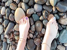 Beach Foot Fetish (With Asmr) - Petite Soles And Long Toes Of Domina Lara