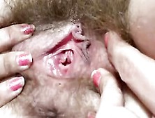 Huge Clitoris Rubbing Closeup Masturbation Unshaved Vagina Leaking W