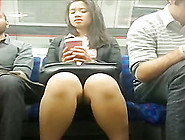 Upskirt During Conversation On Train