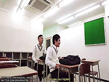 3P Student Fucked In Classroom Wearing Sexy Sports Uniform