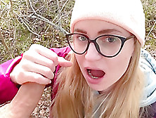 Sensual Blowjob In The Forest With Cum In Mouth