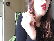 Goddess D Sexy Brunette Close Up Smoking Cork Tip - Shaky - Nicotine Fit