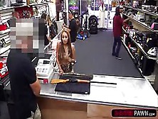 Brunette And Crazy Woman Wants To Sell A Weapon Gets Hammered