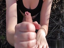 Outdoors Quickie With Creampie In Pov (Almost Busted)