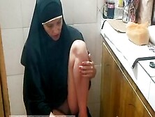 Pakistani Ex-Wife Into Hijab Smoking And Showing Butt Hole At Kitchen