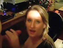 Pretty Blonde Wife Make A Hell Of A Blowjob When Parents Leave House