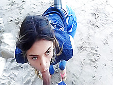 Blowjob And Swallowing On The Beach